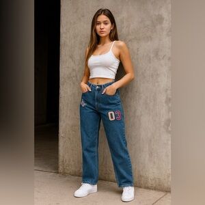 NWOT Wild Fable Blue Jeans with Embroidered Patches